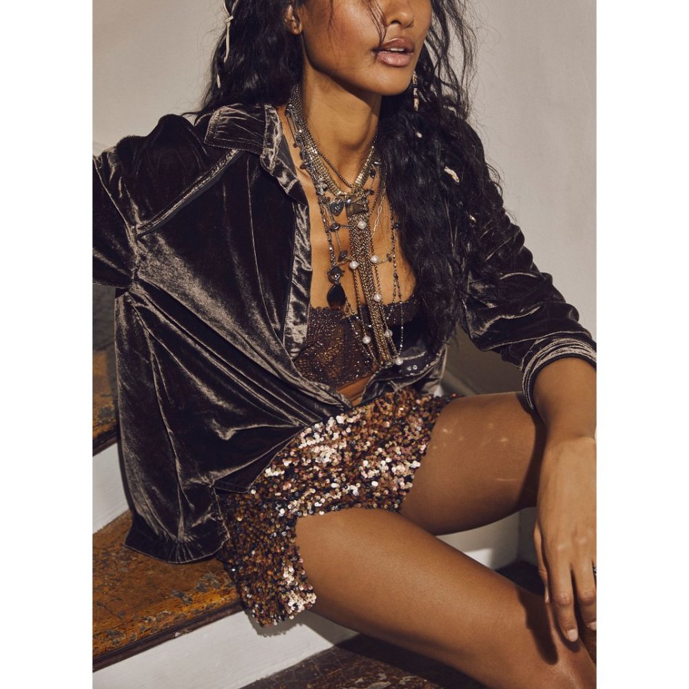 🎉LAST CHANCE🎉 FREE PEOPLE Annalise Sequin Mini Skirt / Multi Combo - Picture 7 of 12